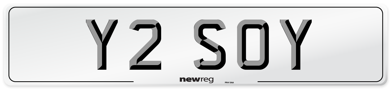 Y2 SOY Number Plate from New Reg